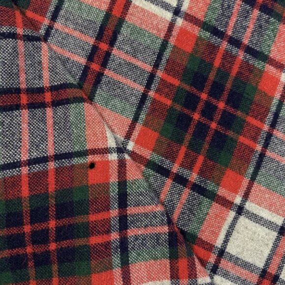 Vintage Fringe Throw Blanket Lightweight Quilt Bedding Plaid Red Gray Blue Green - Picture 6 of 6